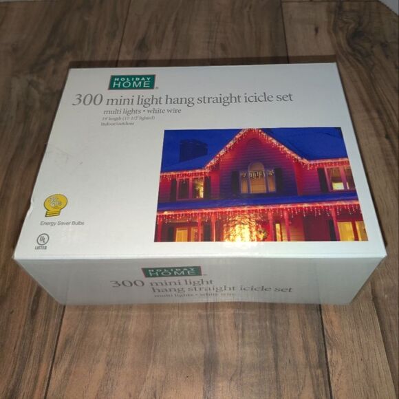 Holiday Home 300 Mini Light Hang Straight Icicle Set Multi Lights - Picture 1 of 6